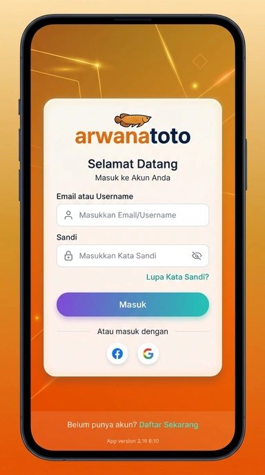 Tampilan halaman login arwanatoto